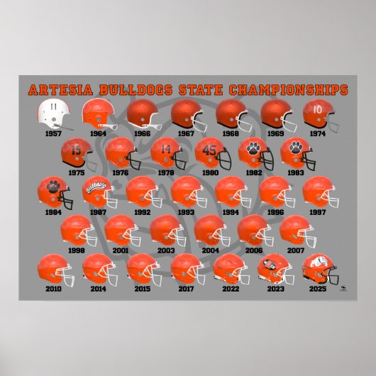 Artesia Bulldogs State Champs Helmet Poster (Voorkant)