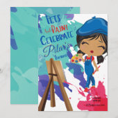 Artful Birthday Invitation Kaart (Voorkant / Achterkant)