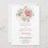 Artful Blush Rose Gold Botanical Wedding Invite Kaart (Voorkant)