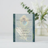 Artful Detail Peacock Feather Bruiloft RSVP Kaartje (Staand voorkant)