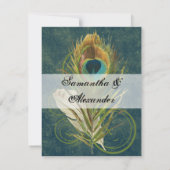 Artful Detail Peacock Feather Bruiloft RSVP Kaartje (Achterkant)