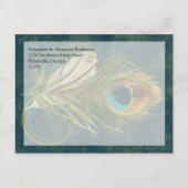 Artful Detail Peacock Feather Save the Date Aankondigingskaart (Achterkant)