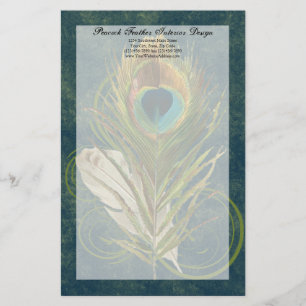 Artful Detail Peacock Feather Stationery Briefpapier
