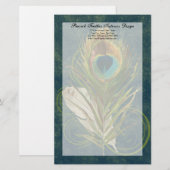 Artful Detail Peacock Feather Stationery Briefpapier (Voorkant / Achterkant)