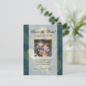 Artful Detail Peacock Wedding Save the Date (Staand voorkant)