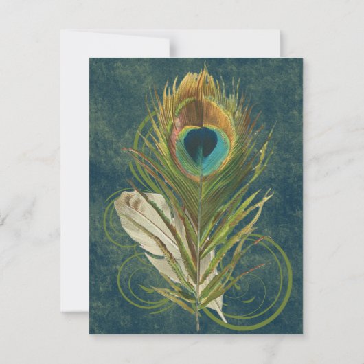 Artful Detail Peacock Wedding Save the Date (Achterkant)