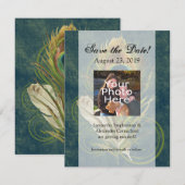 Artful Detail Peacock Wedding Save the Date (Voorkant / Achterkant)