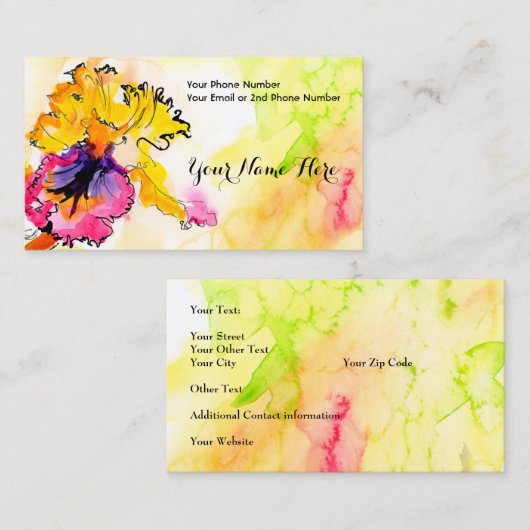 Artful Floral Bearded Iris Visitekaartje (Voorkant / Achterkant)