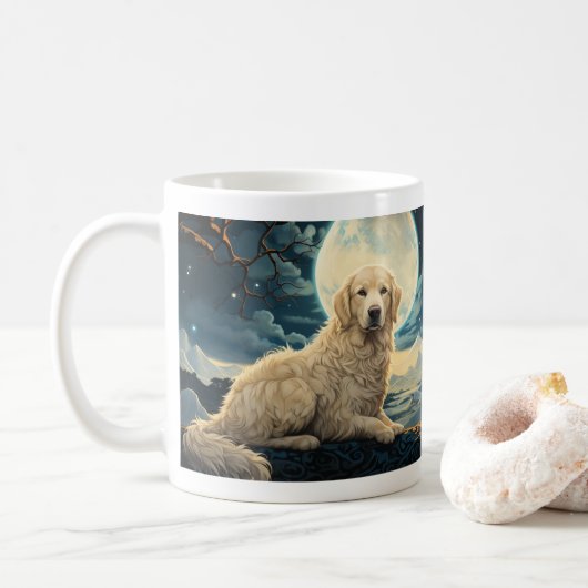 Artful Golden Retriever Koffiemok (Met donut)