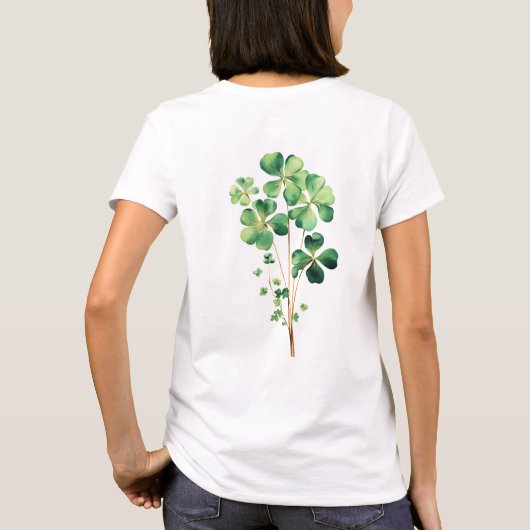 Artful Groene Waterverf Klaver Weath T-shirt (Achterkant)