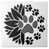 Artful Paw Print Tegel ontwerp met Natuur-elemente Tegeltje (Voorkant)