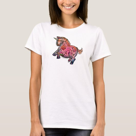 Artful Pink Unicorn T-shirt (Voorkant)