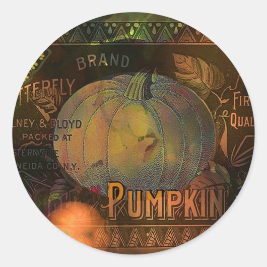 Artful Pumpkins Thanksgiving Ronde Sticker (Voorkant)