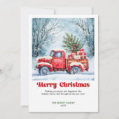 Artful Rustic Red Truck Holiday Scene Greeting  Feestdagenkaart (Voorkant)