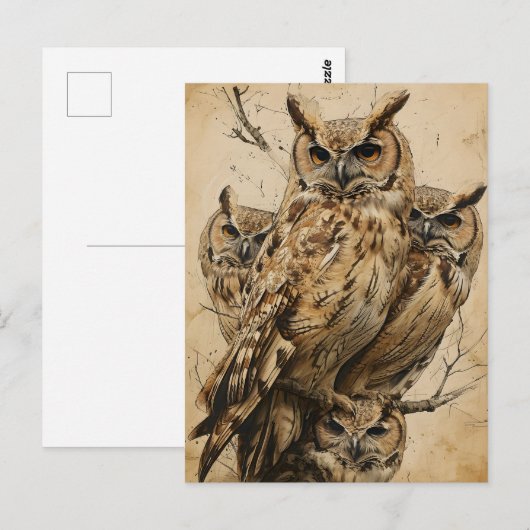 Artful Uilen  Briefkaart (Voorkant / Achterkant)