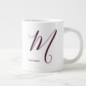 Artfull Monogrammed Burgundy Letter M White Grote Koffiekop (Rechts)
