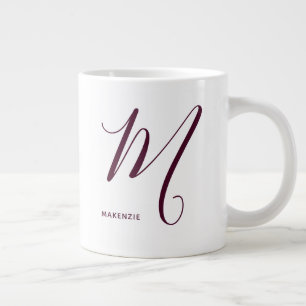 Artfull Monogrammed Burgundy Letter M White Grote Koffiekop