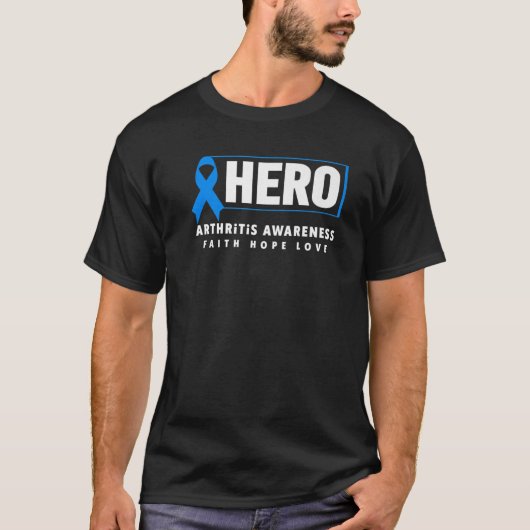 Arthritis Held - Blauw lint Arthritis bewustzijn T-shirt (Voorkant)