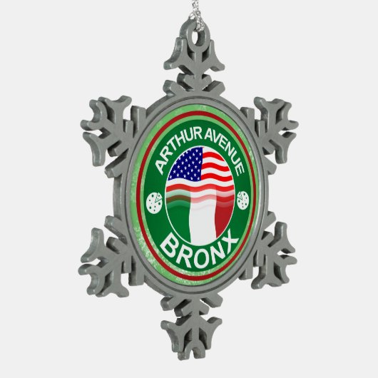 Arthur Avenue Bronx Italiaans kerstversieringsorna Tin Sneeuwvlok Ornament (Links)