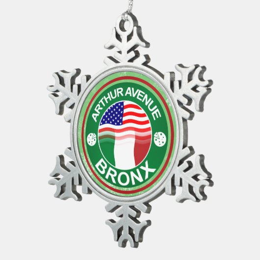 Arthur Avenue Bronx Italiaans kerstversieringsorna Tin Sneeuwvlok Ornament (Rechts)