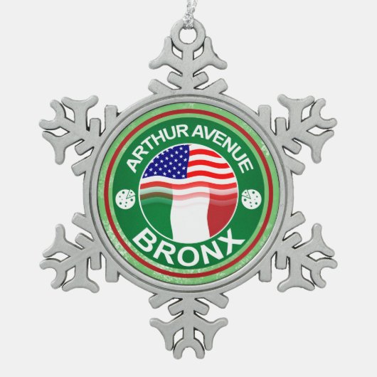 Arthur Avenue Bronx Italiaans kerstversieringsorna Tin Sneeuwvlok Ornament (Voorkant)