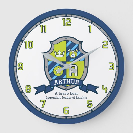 Arthur boys noemden groen blauw ridderschild grote klok (Voorkant)