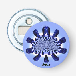 ARTHUR ~ CUTE! Shades Blue en White 3D Fractal ~ Button Flesopener