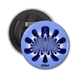 ARTHUR ~ CUTE! Shades Blue en White 3D Fractal ~ Button Flesopener