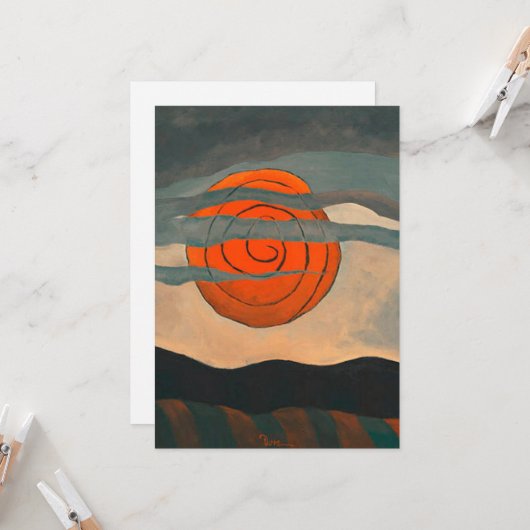 Arthur Dove schilderij, Red Sun, Kaart (Voorkant / Achterkant in situ)