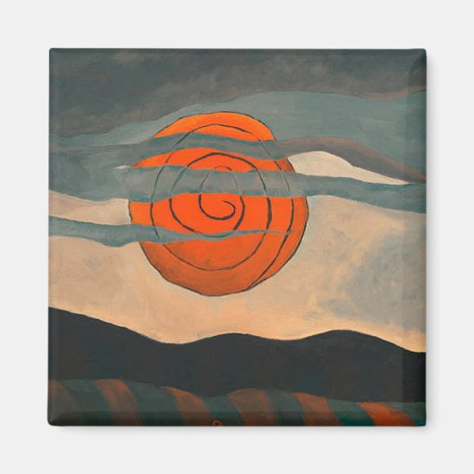 Arthur Dove schilderij, Red Sun, Magneet (Voorkant)
