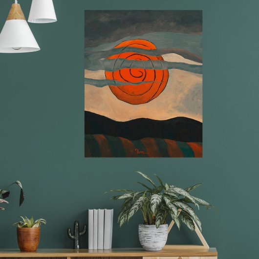 Arthur Dove schilderij, Red Sun, Poster (Woonkamer 1)