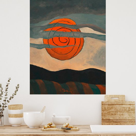 Arthur Dove schilderij, Red Sun, Poster (Keuken)