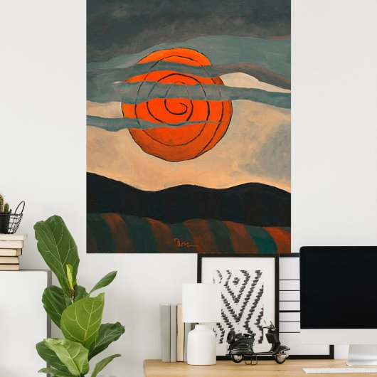 Arthur Dove schilderij, Red Sun, Poster (Thuiskantoor)