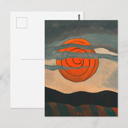 Arthur Dove schilderij, Rode Zon, Briefkaart (Voorkant / Achterkant)