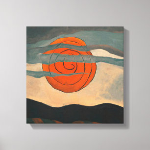 Arthur Dove schilderij, Rode Zon, Canvas Afdruk