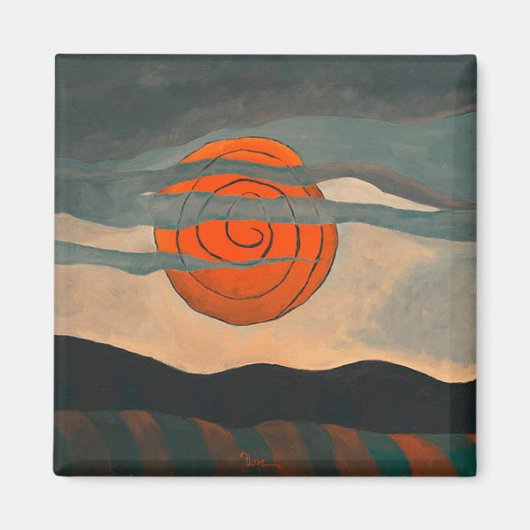 Arthur Dove schilderij, Rode Zon, Magneet (Voorkant)