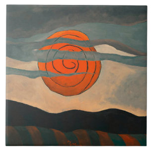 Arthur Dove schilderij, Rode Zon, Tegeltje