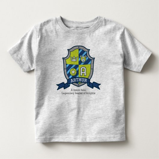 Arthur jongens naam & betekenis ridders schild kinder shirts (Voorkant)