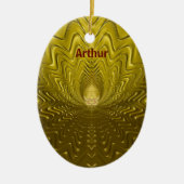 ARTHUR ~ MEESTER EGG ~ FRACTAL Gold Ripples ~ Keramisch Ornament (Voorkant)