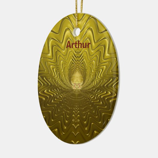 ARTHUR ~ MEESTER EGG ~ FRACTAL Gold Ripples ~ Keramisch Ornament (Links)