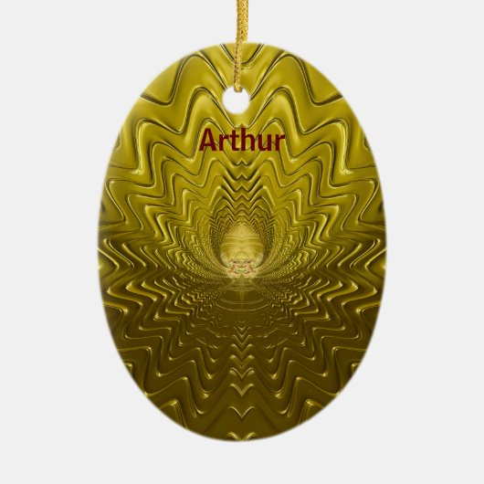 ARTHUR ~ MEESTER EGG ~ FRACTAL Gold Ripples ~ Keramisch Ornament (Voorkant)