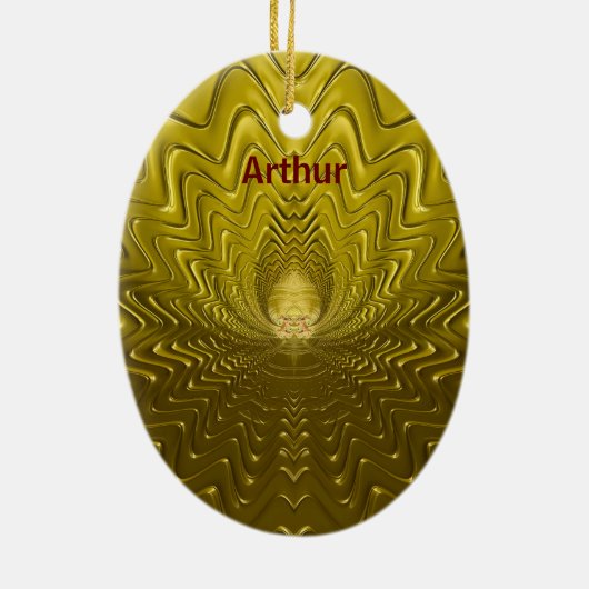 ARTHUR ~ MEESTER EGG ~ FRACTAL Gold Ripples ~ Keramisch Ornament (Achterkant)