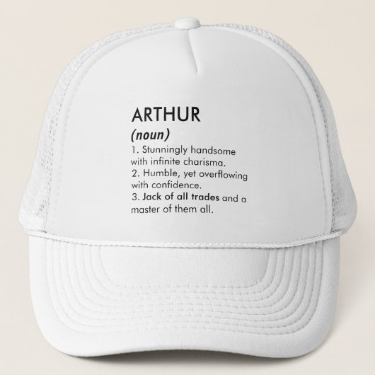 Arthur naam, Bewerkbare naam, Aangepaste naam Trucker Pet (Voorkant)