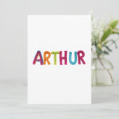 ARTHUR naam in levendige gehaakte patroon Kaart (Staand voorkant)