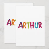 ARTHUR naam in levendige gehaakte patroon Kaart (Voorkant / Achterkant)