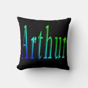 Arthur, naam, Logo, Black Throw Cushion. Kussen