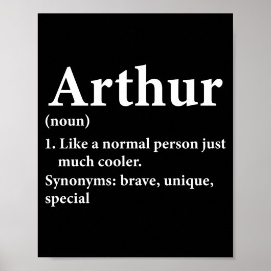Arthur Name Definition Funny D  Poster (Voorkant)