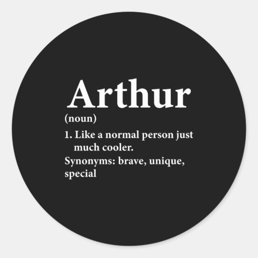 Arthur Name Definition Funny D Ronde Sticker (Voorkant)