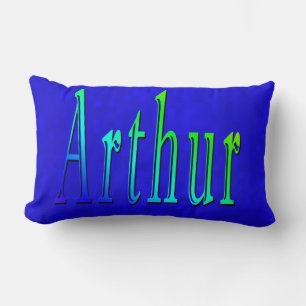 Arthur Name Logo on Blue Mosaic Kussen