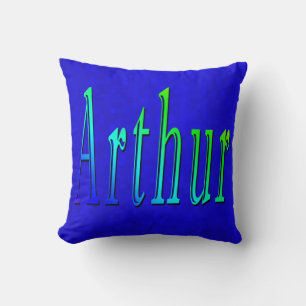 Arthur Name Logo on Blue Mosaic Kussen
